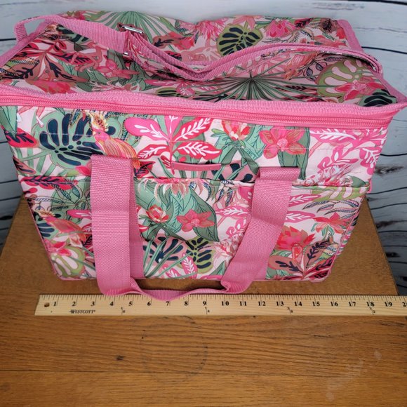 Vera Bradley Cooler Pink Tropical Palm Trees Picnic Beach Lunch New - Picture 6 of 12